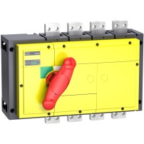 Товаров разединител, Compact INS1250, 1250A, with red rotary handle and yellow front, 4 полюса