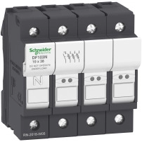 SCHNEIDER ELECTRIC Fuse carrier TeSys DF, 3P+N 32A, fuse size 10x38 mm