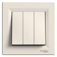 Троен ключ, крем, Asfora 3-circuit switch w frame cream