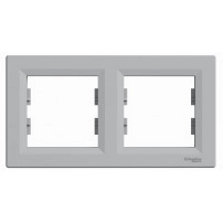 SCHNEIDER ELECTRIC Horizontal 2-gang frame Asfora - aluminium