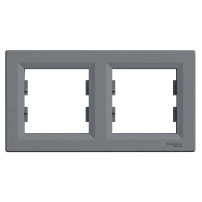 SCHNEIDER ELECTRIC Horizontal 2-gang frame, Asfora, steel