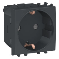 Easy Styl, socket-outlet, 2P + E with shutters, 2 modules, black