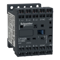 Контактор, TeSys K, 3P, AC-3/AC-3e, 440V, 9A, 1NC aux, 24V DC coil spring terminals