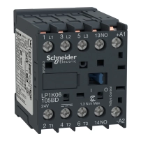 Контактор, TeSys K, 3P, AC-3/AC-3e, 440V, 9A, 1NO aux, 24V DC coil,solder pins