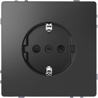 Контакт, Merten System Design, 2P + E, 16A, тип Schuko, капак, безвинтови клеми, антрацит
