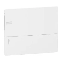 Enclosure, Resi9 MP, вграден монтаж, 1 ред от 12 модула, IP40, бяла вратичка, 1 земя + 1 нула клеморед