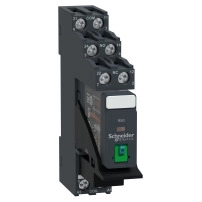 Интерфейс реле с основа, Harmony електромеханични релета, 5A, 2CO, с LED, предварително сглобено, заключващ се тест бутон, 24V DC