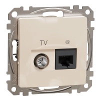 TV розетка и изход за данни, RJ45 CAT6 UTP, крем