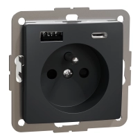 Контакт френски стандарт + 2x USB тип A и тип C, 2P + E, USB A+C, 3A, антрацит