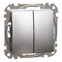Double 2-way sw 10AX Brushed Alu impr