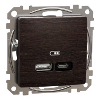 USB зарядно, Sedna Design & Elements, тип A+C, 3A, 21W, PD PPS, PRO, венге
