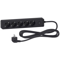 Разклонител 5 гнезда, 3м. кабел, Черен Schuko 5G TS w SW 3M black