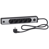 Разклонител 5 Гнезда & 2 USB 1.5M Алуминий/Бял