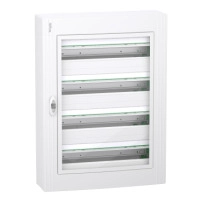Модулно табло, PrismaSeT XS, открит монтаж, 4 x 24 модула, 1 заземителен клемен блок, модула прозрачна врата