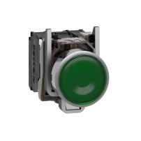 SCHNEIDER ELECTRIC Бутон светещ зелен , 22mm, LED, 1NO+1NC, 110..120V AC