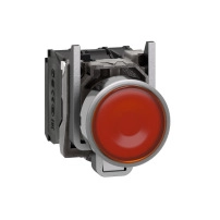 SCHNEIDER ELECTRIC Illuminated push button, metal, orange, 22mm, LED, 1NO+1NC, 110-120VAC