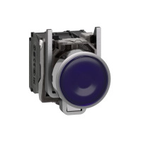 SCHNEIDER ELECTRIC Illuminated push button, blue flush, 22mm, LED, 1NO+1NC, 110..120V AC