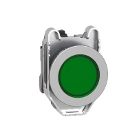 SCHNEIDER ELECTRIC Pilot light, metal, green, 30mm, LED, plain lens, 110-120V AC