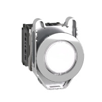 Harmony XB4, Светещ бутон за вграден монтаж, метал, бял, O30, вграден LED, 24 V AC/DC 1 NO + 1 NC