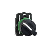 SCHNEIDER ELECTRIC Push Button, 2 pos. selector switch, black, maintained, 1NO, 22mm