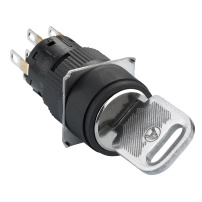 SCHNEIDER ELECTRIC Round black key selector switch Ø16-projecting keylock, 3 positions, 2CO