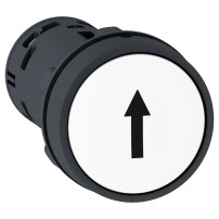Бутон бял с черна стрелка нагоре PB -SPRING RTN, WHITE- 1NO- BLACK UP