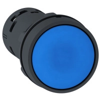 SCHNEIDER ELECTRIC Push button, plastic, blue, 22mm, spring return, 1NO+1NC