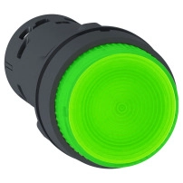 SCHNEIDER ELECTRIC Illuminated push button, green, 22mm, LED, spring return, 24V AC/DC, 1NO