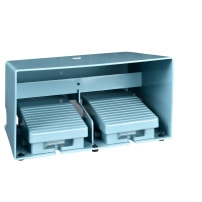 SCHNEIDER ELECTRIC Double foot switch - metallic, with cover, blue, 2NC+2NO, IP66