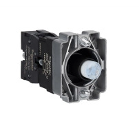 Light block with body and fixing collar, Easy Harmony XB2, metal, blue, bulb 24V DC LED, 24V AC/DC, 1NO