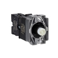 Light block with body and fixing collar, Easy Harmony XB2, metal, orange, bulb 24V DC LED, 220V AC, 1NC