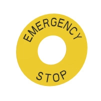 Legend plate, Easy Harmony XB2, yellow, 60mm, plastic, marked EMERGENCY STOP