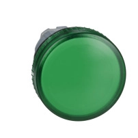 SCHNEIDER ELECTRIC Pilot light head, metal, green, 22mm, plain lens for BA9s bulb
