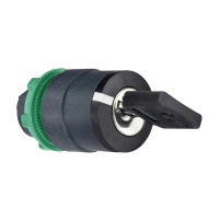 SCHNEIDER ELECTRIC Key selector switch head, black, 22mm, key 455, 2 pos., stay put