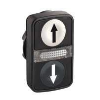 SCHNEIDER ELECTRIC Illuminated double-headed push button, 2 white black flush, 22mm, pilot ligh
