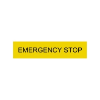 Legend plate, Easy Harmony XB2, yellow, 8X27mm, plastic, marked "EMERGENCY STOP"